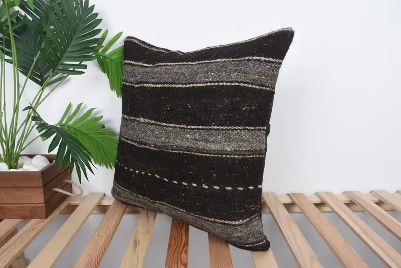 Colorful Pillow Cover, Turkish Pillow, 20x20 Brown Cushion, Kilim Pillow Cover, Anatolian Pillow Sham, Vintage Kilim Pillow, Cushion Cover - 5