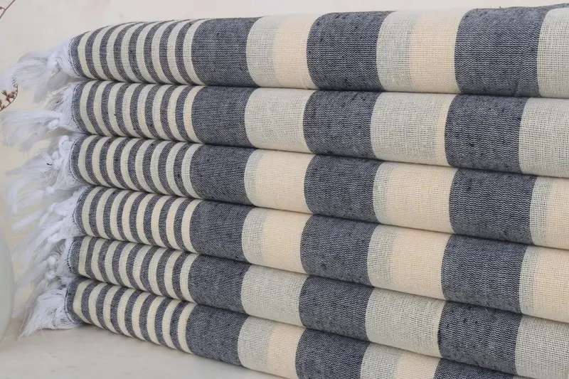 Yellow-Black Cotton Towel, Handmade Gift, 36x67 Inches