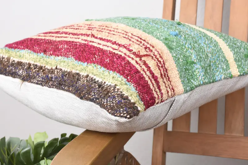 Turkish Kilim Pillow, Pillow for Sofa, 16x16 Green Pillow, Floor Pillow Sham, Cushion Case, Personalized Gift Pillow Pillow Case, Throw Kilim Pillow - 6