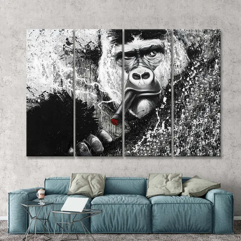 Monkey Print, Gorilla Wall Art, Animal Wall Decor, Office Wall Decor, Old Monkey Canvas, Large Wall Art, Monkey Photo, Monkey Wall Art, - 3