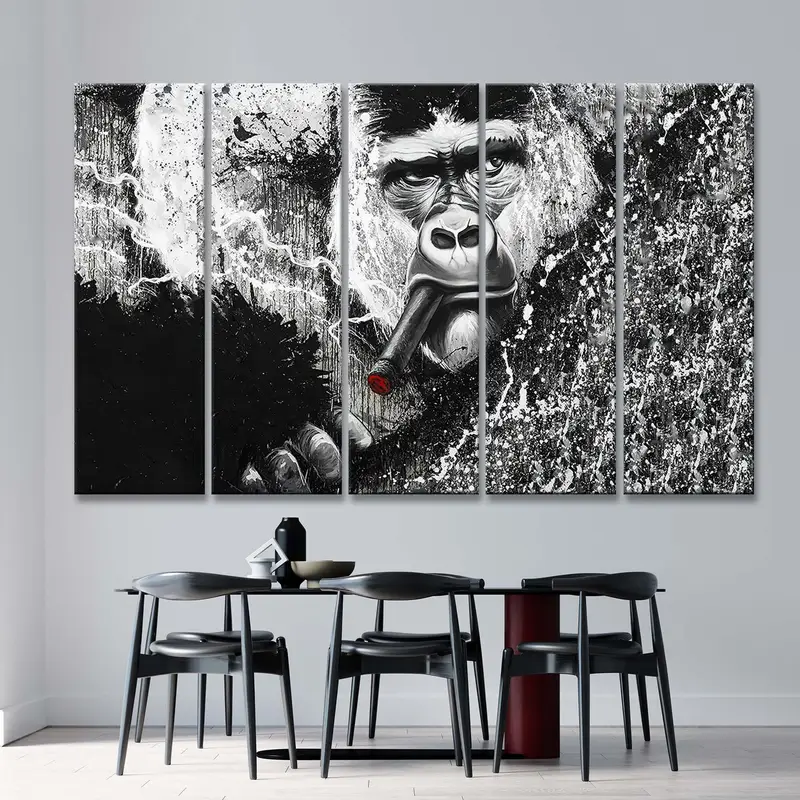 Monkey Print, Gorilla Wall Art, Animal Wall Decor, Office Wall Decor, Old Monkey Canvas, Large Wall Art, Monkey Photo, Monkey Wall Art, - 4