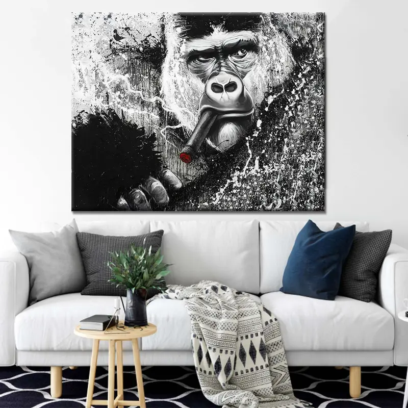 Monkey Print, Gorilla Wall Art, Animal Wall Decor, Office Wall Decor, Old Monkey Canvas, Large Wall Art, Monkey Photo, Monkey Wall Art, - 2