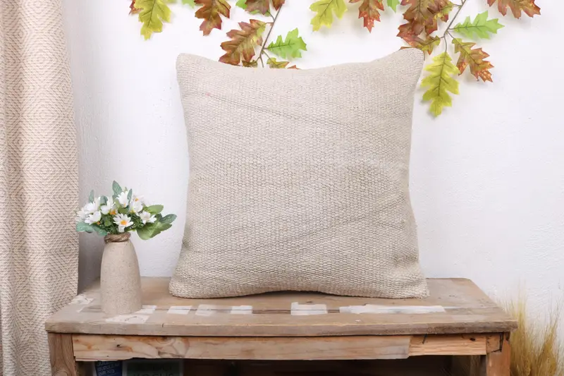 Cushion Case, Tribal Cushion Case, Kilim Cushion Sham, 20x20 White Pillow Case, Kilim Pillow Cover, Home Decor Pillow, Outdoor Bolster Cushion Cover - 1