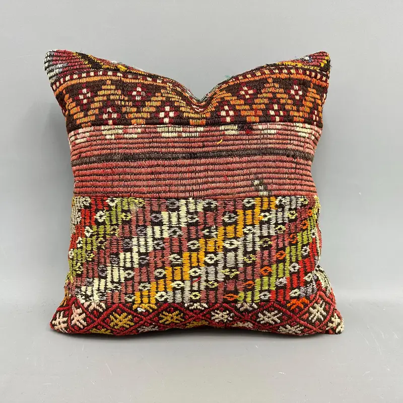 Funda de almohada Kilim tejida a mano, almohada de lanzamiento del suroeste