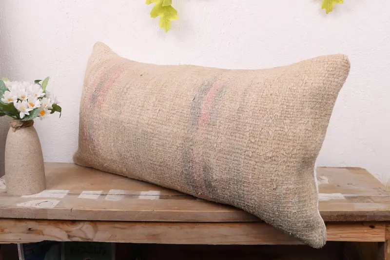 Cushion Case, Home Decor Pillow, 12x24 Beige Pillow, Pillow for Sofa, Accent Pillow Case, Cozy Throw Pillow Case, Turkish Pillow - 4