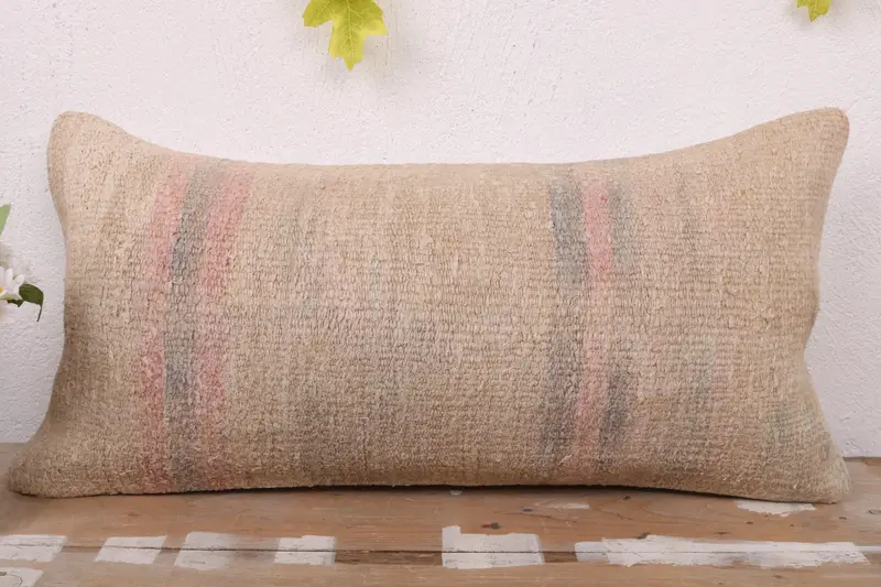 Cushion Case, Home Decor Pillow, 12x24 Beige Pillow, Pillow for Sofa, Accent Pillow Case, Cozy Throw Pillow Case, Turkish Pillow - 2