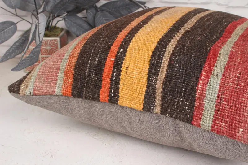 20x20 Beige Pillow Case, Indoor Cushion Cover, Kilim Pillow Cover, Vintage Pillow, Ethnical Kilim Rug Pillow, Sofa Bolster Pillow, Cushion - 7
