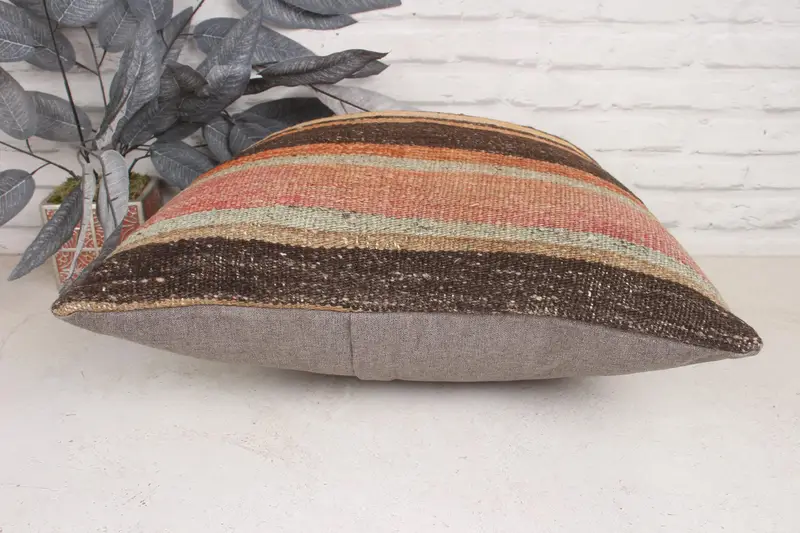 20x20 Beige Pillow Case, Indoor Cushion Cover, Kilim Pillow Cover, Vintage Pillow, Ethnical Kilim Rug Pillow, Sofa Bolster Pillow, Cushion - 5