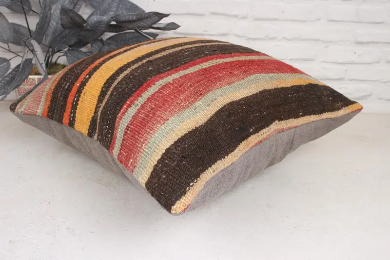 20x20 Beige Pillow Case, Indoor Cushion Cover, Kilim Pillow Cover, Vintage Pillow, Ethnical Kilim Rug Pillow, Sofa Bolster Pillow, Cushion - 6