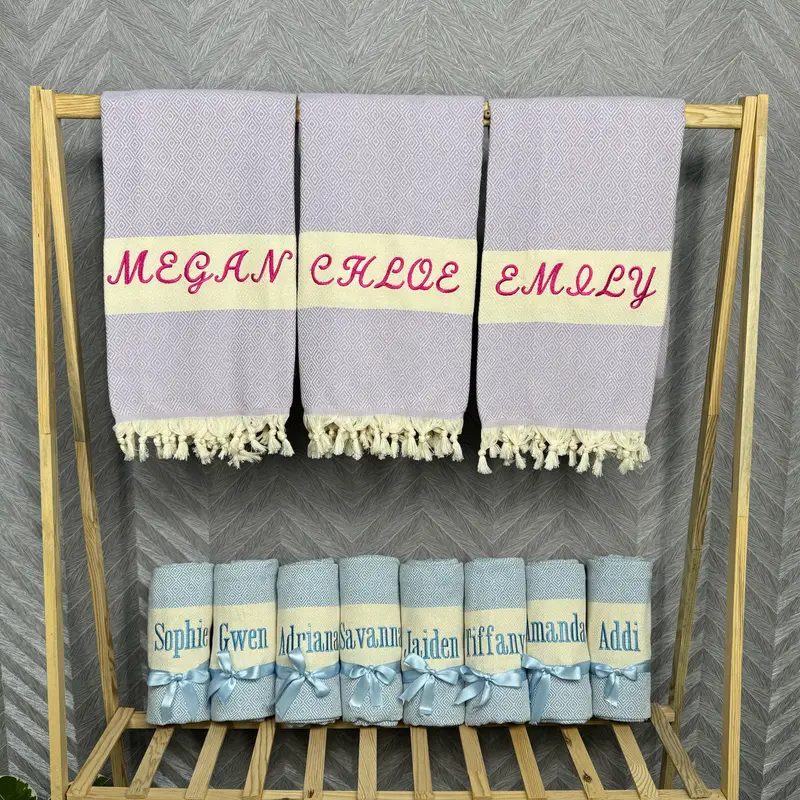 Personalized Turkish Cotton Beach Towel Beige, 40x71 Inches