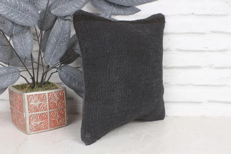 Pillow Cover, 12x12 Gray Cushion Cover, Pillow for Couch, Turkish Kilim Pillow, Neutral Throw Pillow Case, Outdoor Patio Pillow, Home Decor Pillow - 4