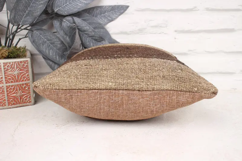 Pillow Sham, Vintage Kilim Throw Pillow, Kilim Pillow Cover, 12x12 Beige Cushion Cover, Boho Pillow, Sofa Bolster Pillow Cover - 5