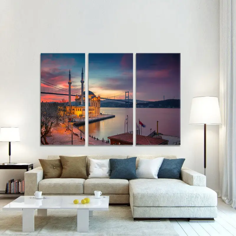 Istanbul Wall Art Canvas, Ortakoy Mosque Sunset Print, Istanbul Art, Wall Art Canvas, Boshphorus Bridge Art, Home Decor, Print Cotton Canvas - 7