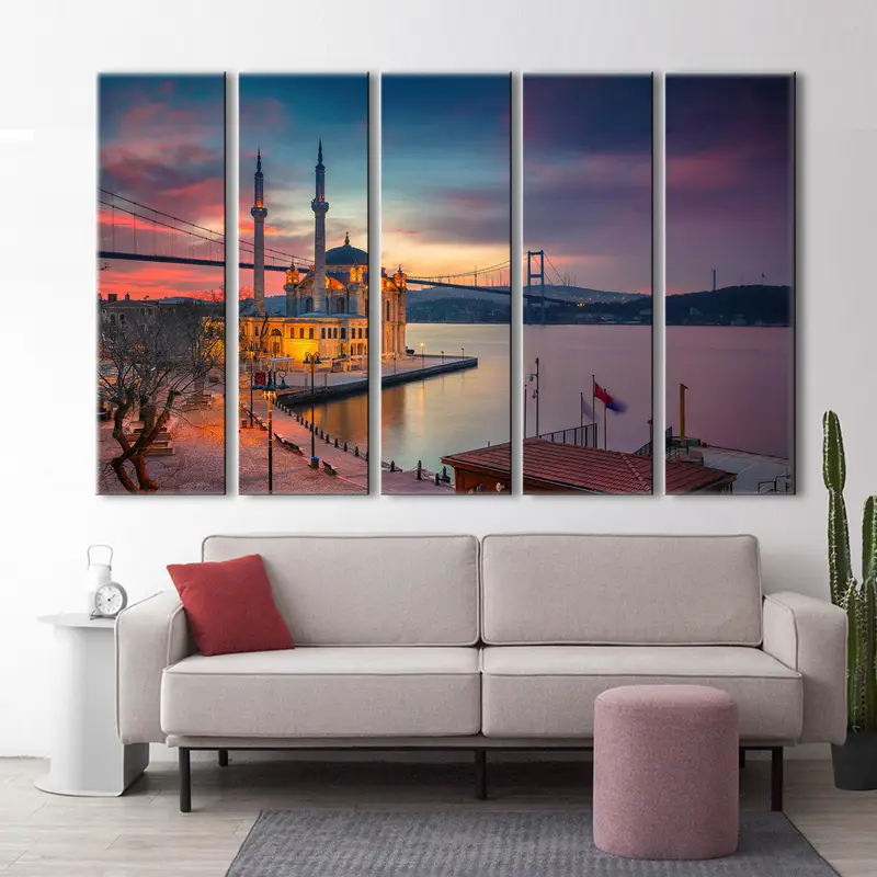 Istanbul Wall Art Canvas, Ortakoy Mosque Sunset Print, Istanbul Art, Wall Art Canvas, Boshphorus Bridge Art, Home Decor, Print Cotton Canvas - 2