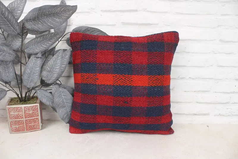 Pet Pillow Sham, Gift Pillow, 16x16 Red Pillow, Pillow Cover, Boho Pillow Sham Cover, Designer Throw Cushion Cover, Pillow for Sofa - 1