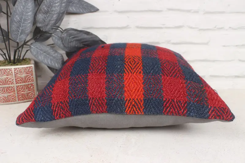Pet Pillow Sham, Gift Pillow, 16x16 Red Pillow, Pillow Cover, Boho Pillow Sham Cover, Designer Throw Cushion Cover, Pillow for Sofa - 5
