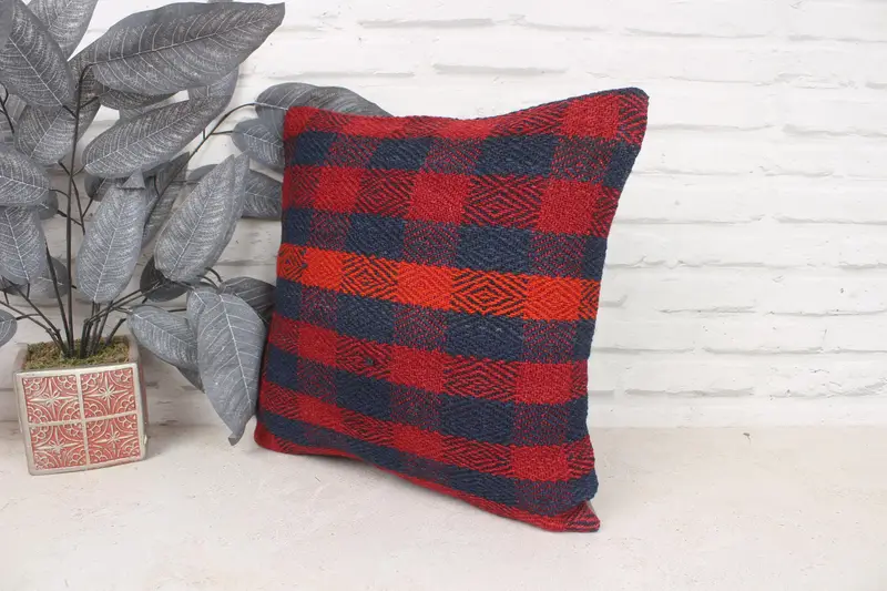 Pet Pillow Sham, Gift Pillow, 16x16 Red Pillow, Pillow Cover, Boho Pillow Sham Cover, Designer Throw Cushion Cover, Pillow for Sofa - 4
