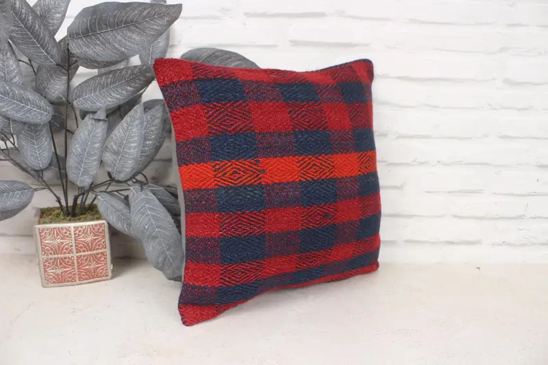 Pet Pillow Sham, Gift Pillow, 16x16 Red Pillow, Pillow Cover, Boho Pillow Sham Cover, Designer Throw Cushion Cover, Pillow for Sofa - 3