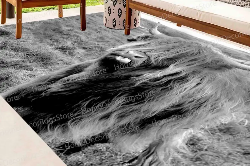 Teppich mit Highland-Kuh-Print: Rustikale Bauernhaus-Dekoration für Naturliebhaber