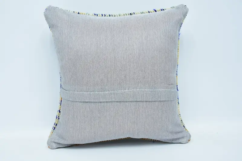 16x16 Blue Pillow Case, Kilim Cushion Sham, Pillow Sham, Bed Pillow Case, Vintage Kilim Pillow, Natural Cushion Cover, Turkish Kilim Pillow - 6