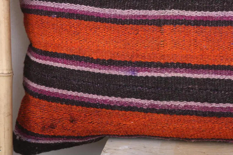 Pillow, 16x48 Orange Cushion Cover, Boho Pillow Sham Cover, Handmade Kilim Cushion, Turkish Kilim Pillow, Custom Cushion Cover - 3