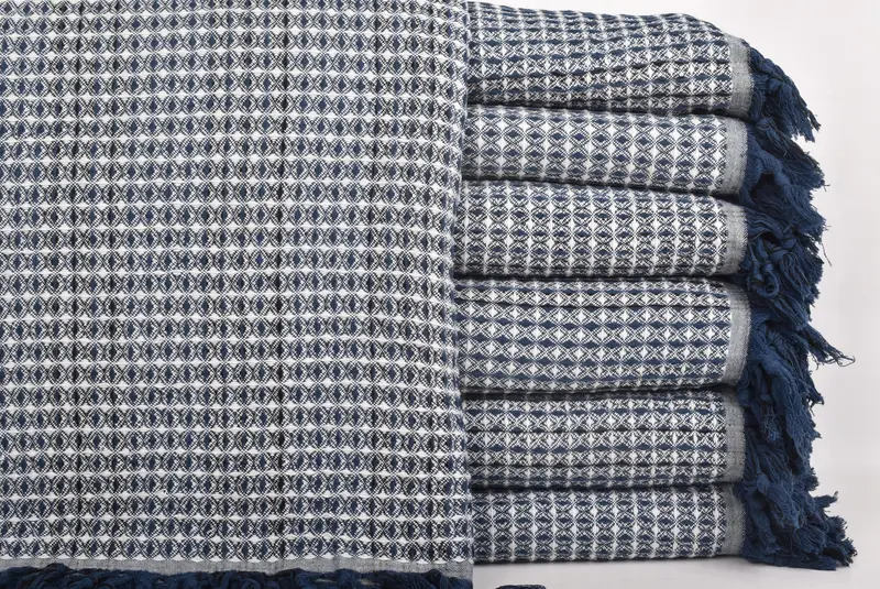 Organic Throw, 96x70 Cotton Striped Towel, Personalized Blanket, Custom Wedding Gifts, Bachelorette Party Items, Woven Blanket, Bridal Shower Favors - 1