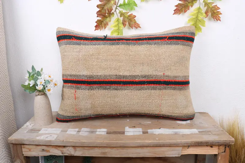 Antique Pillows, Pillow Sham, Luxury Pillow, Pillow for Sofa, Kilim Pillow Cover, Square Throw Pillow Cover, 16x24 Beige Pillow Cover - 1