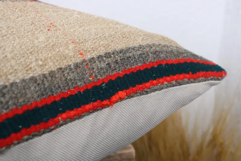 Antique Pillows, Pillow Sham, Luxury Pillow, Pillow for Sofa, Kilim Pillow Cover, Square Throw Pillow Cover, 16x24 Beige Pillow Cover - 6