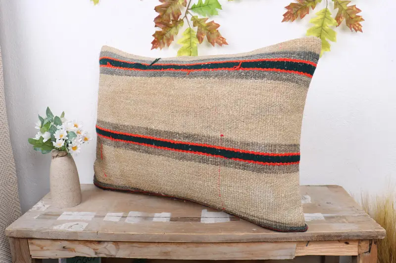 Antique Pillows, Pillow Sham, Luxury Pillow, Pillow for Sofa, Kilim Pillow Cover, Square Throw Pillow Cover, 16x24 Beige Pillow Cover - 4
