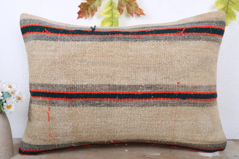 Antique Pillows, Pillow Sham, Luxury Pillow, Pillow for Sofa, Kilim Pillow Cover, Square Throw Pillow Cover, 16x24 Beige Pillow Cover - 2