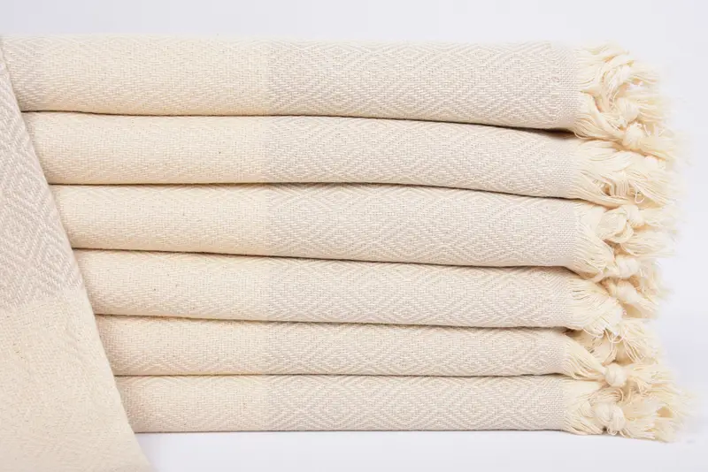 Organic Cotton Personalized Light Beige Diamond Towel, 40x71 Inches