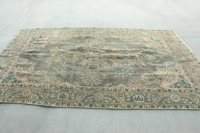 6.4x9.7 ft Büyük Türk Halısı, Mavi Oryantal Vintage Halı - 1