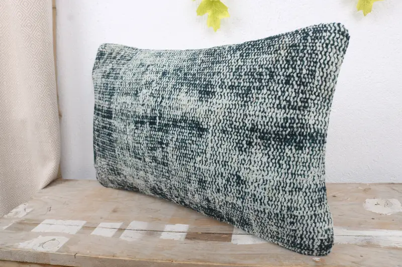 Custom Cushion Case, Cushion Cover, Turkish Kilim Pillow, Sofa Bolster Cushion, Kilim Cushion Sham, 12x20 Blue Cushion, Antique Pillows - 5