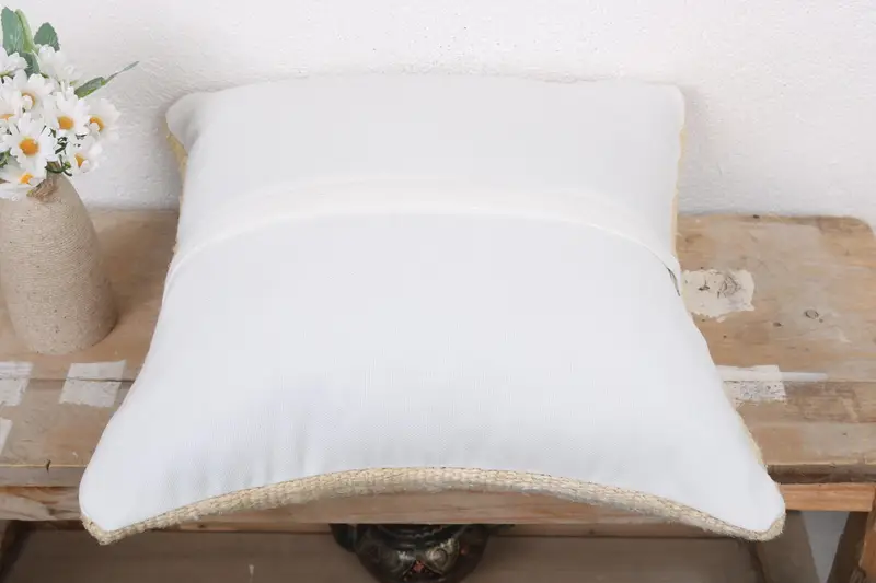 Pillow Sham, Seat Cushion, Boho Pillow, Decorative Throw Pillow Cover, 16x16 Beige Cushion Cover, Home Decor Pillow, Kilim Pillow - 7