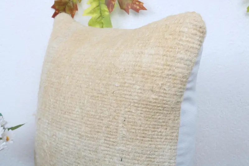 Pillow Sham, Seat Cushion, Boho Pillow, Decorative Throw Pillow Cover, 16x16 Beige Cushion Cover, Home Decor Pillow, Kilim Pillow - 5