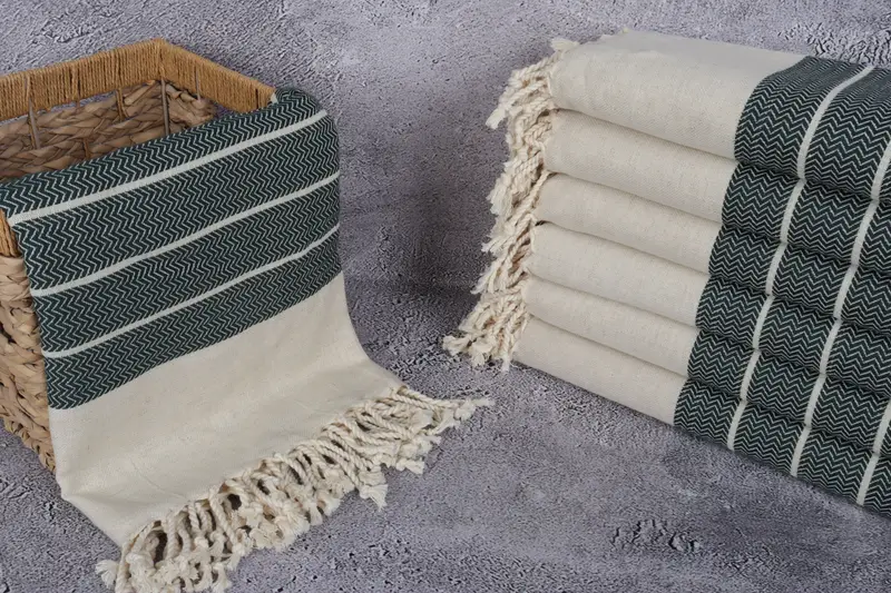 Quick-Dry Beach Towel, Thin towel, Yoga Towel, Bridesmaid Favors, Cute Beach Towel, Luxury towel, 70x38 Cotton Herringbone Towel, Guest Towel - 3