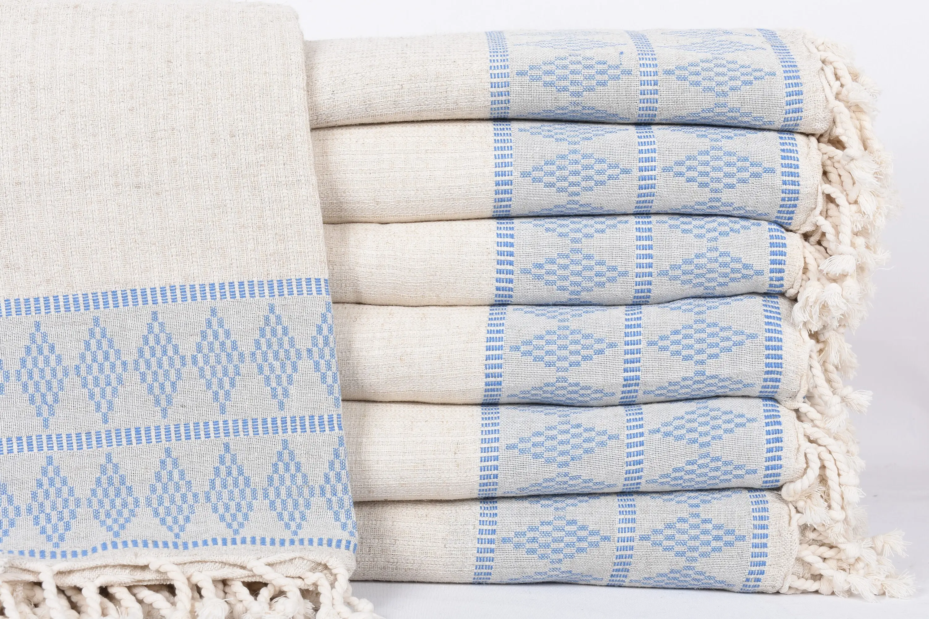 Personalized Woven Petrol Blue Kilim Design Throw Blanket, 99x87 Inches - 1
