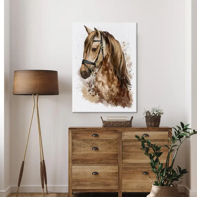 Brown Horse Art, Horse Wall Art, Abstract Horse, Abstract Canvas Art, Brown Artwotk, Farmhose Decor, Coastal Art, Office Decor, Modern Art, - 3