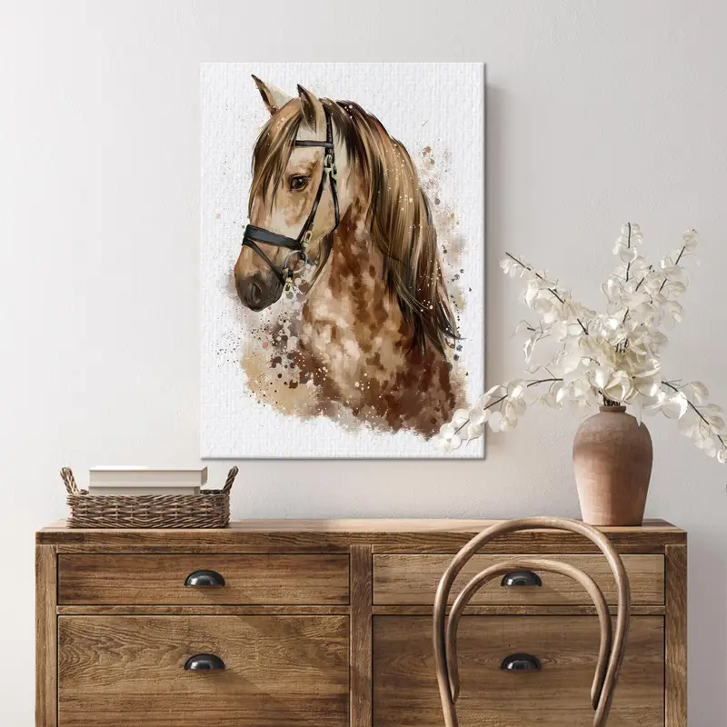 Brown Horse Art, Horse Wall Art, Abstract Horse, Abstract Canvas Art, Brown Artwotk, Farmhose Decor, Coastal Art, Office Decor, Modern Art, - 1