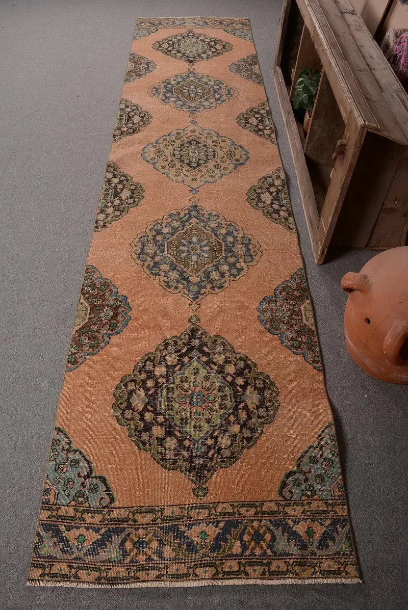 Orange & Blue Ombré Rug, 2.9x12.7 ft Chic Decor