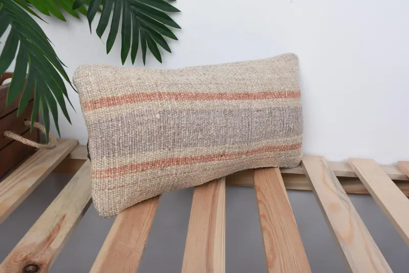Ethnical Kilim Rug Pillow, Luxury Pillow Case, Boho Pillow Sham Cover, Cushion, 8x16 Beige Pillow Sham, Tapestry Pillow Case, Pillow for Couch - 4