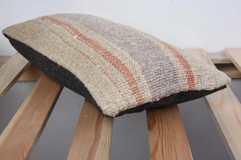Ethnical Kilim Rug Pillow, Luxury Pillow Case, Boho Pillow Sham Cover, Cushion, 8x16 Beige Pillow Sham, Tapestry Pillow Case, Pillow for Couch - 6