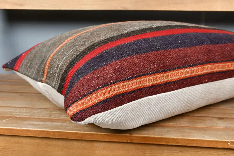 Kilim Pillow Cover, Cushion Cover, Pillow for Sofa, 16x24 Brown Cushion Case, Ethnical Kilim Rug Pillow, Decorative Bolster Pillow Case - 4