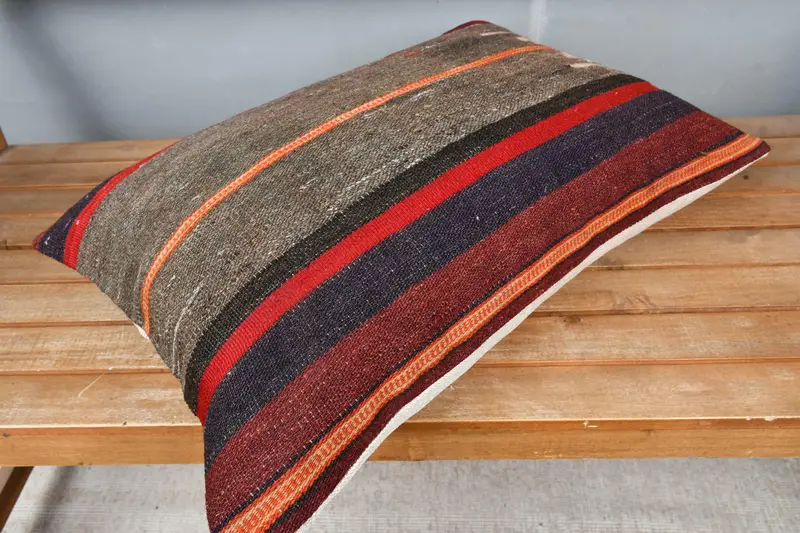 Kilim Pillow Cover, Cushion Cover, Pillow for Sofa, 16x24 Brown Cushion Case, Ethnical Kilim Rug Pillow, Decorative Bolster Pillow Case - 2