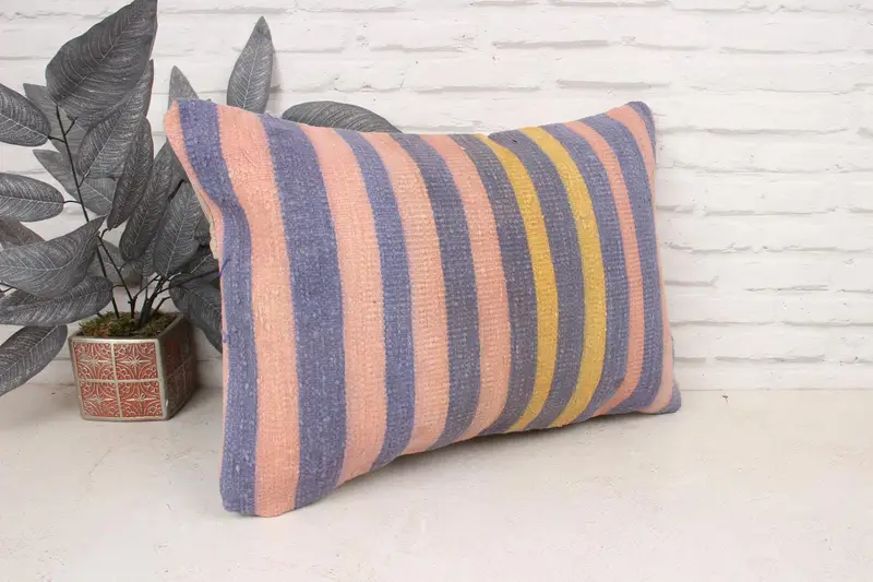 Pillow for Sofa, Vintage Kilim Throw Pillow, Pillow, 16x24 Pink Pillow Case, Comfy Throw Cushion Case, Kilim Cushion Sham, Pet Pillow - 3