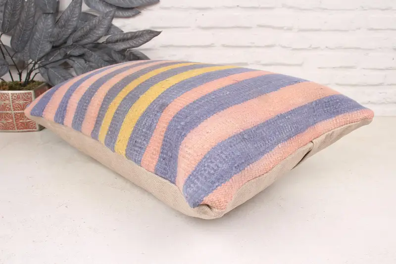 Pillow for Sofa, Vintage Kilim Throw Pillow, Pillow, 16x24 Pink Pillow Case, Comfy Throw Cushion Case, Kilim Cushion Sham, Pet Pillow - 6