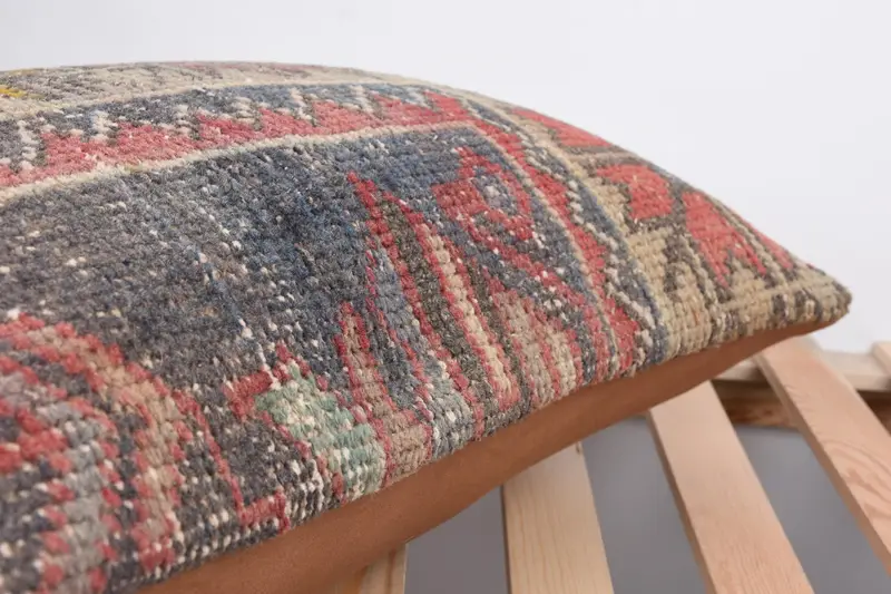 Bright Cushion, Antique Pillows, Tribal Cushion Case, 16x24 Blue Cushion, Gift Pillow, Pillow Case, Turkish Bench Pillow Sham, Kilim Cushion Sham - 7