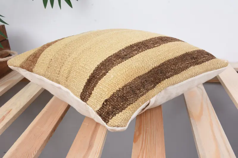 Pillow Case, 12x12 Beige Cushion, Home Decor Pillow, Kilim Cushion Sham, Kilim Pillow, Crochet Pattern Pillow Case, Meditation Cushion - 6