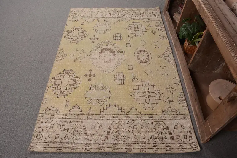 グリーン & ブラウン ストライプ ラグ、3.9x6.3 フィート エレガント アディション