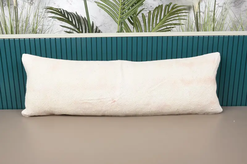 Funda de almohada antigua decorativa, funda de cojín beige de 12x35 pulgadas - 1
